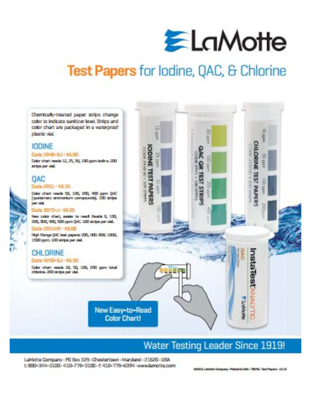 Lamotte Food Test papers